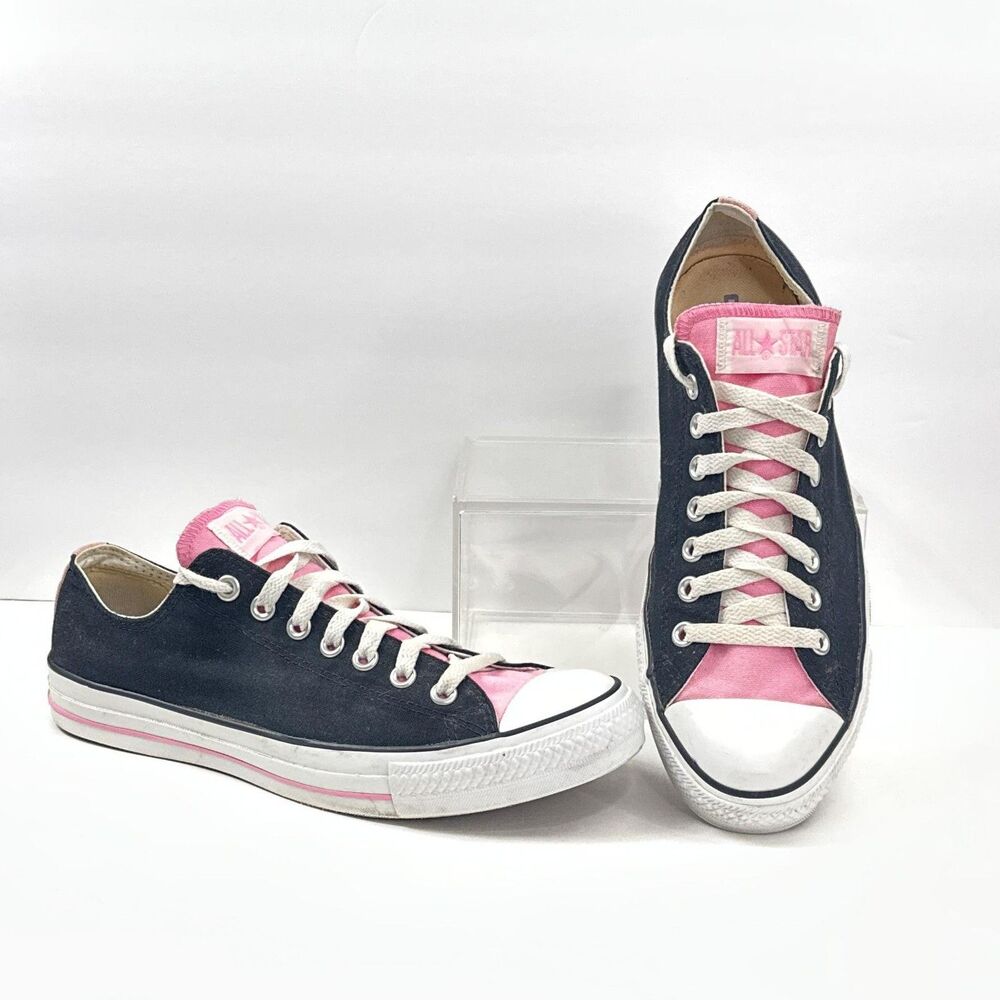 Converse Chuck Taylor All Star Shoes Mens 10 Black Pink Low Top Canvas Sneakers
